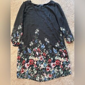 Floral Black Women's Dress